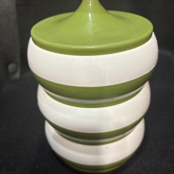 Vintage Mid Century Modern Stacking Canisters Avocado Green & White - Picture 1 of 7